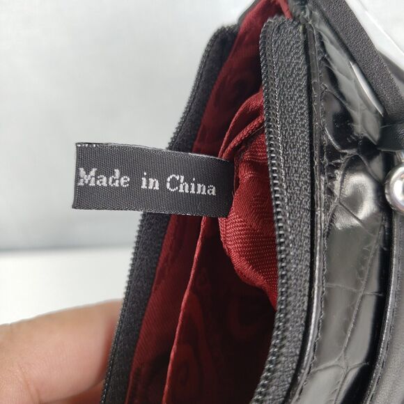 BRIGHTON Black Leather Floral Adorned BOW Small Clutch Mini  Bag - Picture 15 of 16